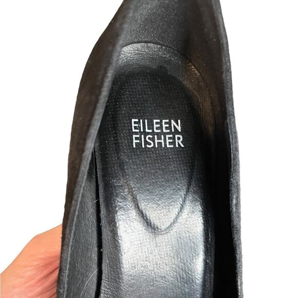 EILEEN FISHER Hawk Midnight Black Wedge Suede Pump Women’s Size 7.5 - Picture 4 of 9